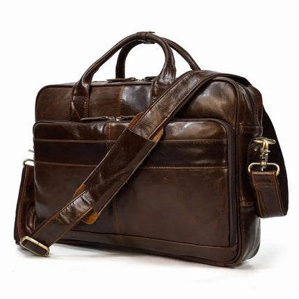 Crossbody Bag Retro Leather Casual 15.6' Business Briefcase - Crossbody Bag - Leathfocus - Mad Fly Essentials
