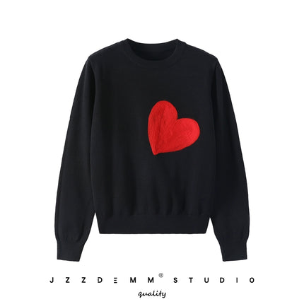 Women Knitted Heart Sweater Pullover