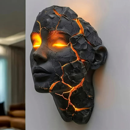 LED Wall Sconce Black Lava Gothic Cracked Soul Orange Wall Lamp - LED Wall Sconce - Chinly - Mad Fly Essentials