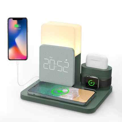 Multifunctional Fast-Charging LED Alarm Clock Charge Station