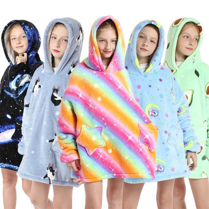 Kids Girl Unicorn Animal Sherpa Hoodies Blankets - Mad Fly Essentials