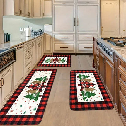 Home Seasonal Christmas Red Plaid Floor Mat - Mad Fly Essentials