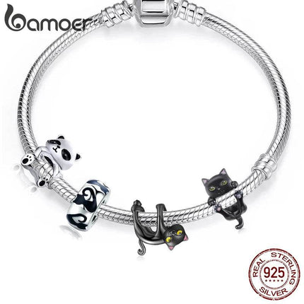 Women 925 Sterling Silver Cat Charm Bracelet - Mad Fly Essentials
