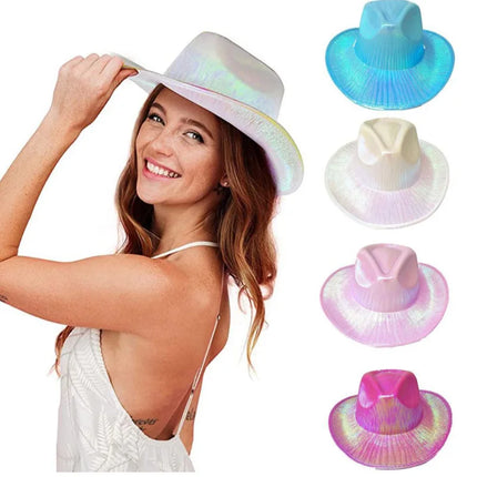 Funny LED Pearlescent Cowboy Costume Hat