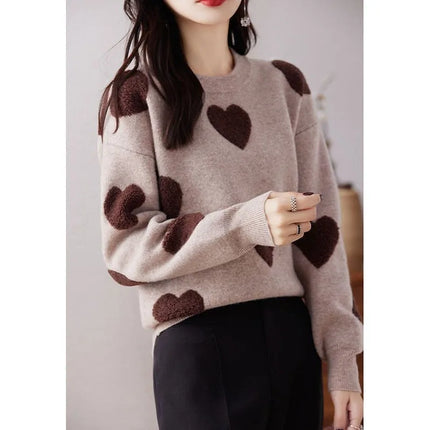 Women Slim-Fit Hearts Fashion Sweater