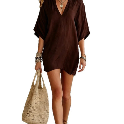 Business Attire Women Boho Linen Mini Dress - Business Attire - Suit Set - Mad Fly Essentials