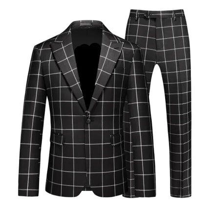 Blazer Men Red Striped Plaid 3pc Dress Suit - Blazer - Idealism - Mad Fly Essentials