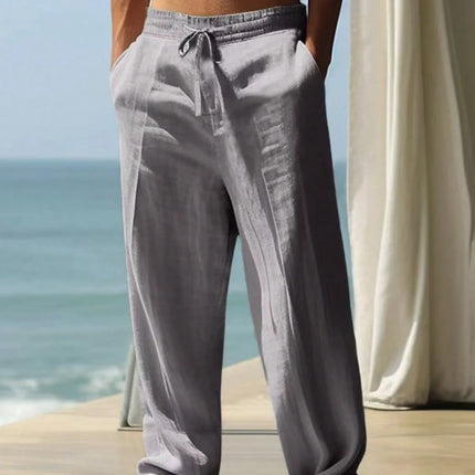 Pants Men Linen Elastic Drawstring Beach Pants - Pants - TrendSetter - Mad Fly Essentials