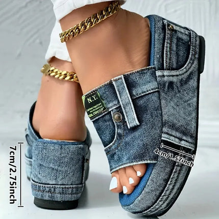 Slippers Women Summer Denim Beach Sandals - Slippers - OEING - Mad Fly Essentials