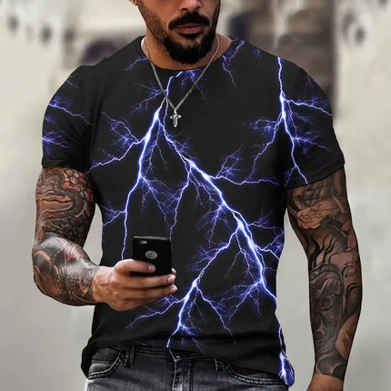 Shirt Men 3D Summer Fashion Lightning Tees - Shirt - Basic Gold Yao - Mad Fly Essentials