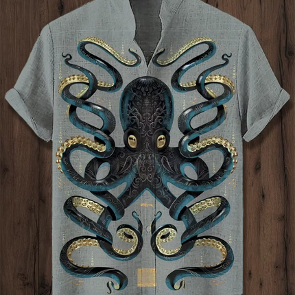 Hawaiian Shirt Men TIKI Red Octopus 3D Animal Shirt - Hawaiian Shirt - Wuiliy - Mad Fly Essentials