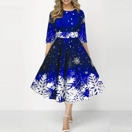 Women Christmas Snowflake Party Dress - Mad Fly Essentials