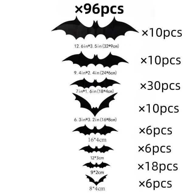 Home Decor 120pc 3D Bat Halloween Decoration Stickers - Home Decor - Sproutfox - Mad Fly Essentials
