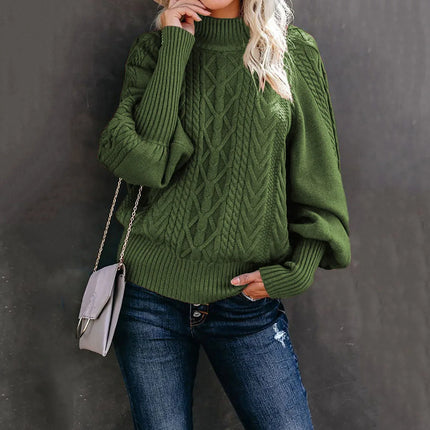 Women Spring Turtleneck Solid Knitted Sweater