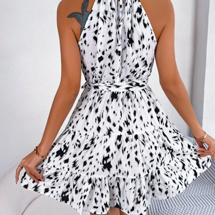Women Casual Leopard Print Sleeveless Dress