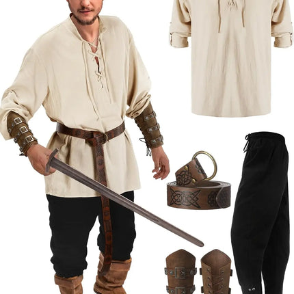 Costume Men Medieval Viking Top Pants Pirate Outfit - Costume - Costumes Plus - Mad Fly Essentials