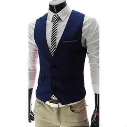 Men Slim Fit Business Casual Suit Vest - Mad Fly Essentials