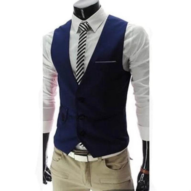 Men Slim Fit Business Casual Suit Vest - Mad Fly Essentials
