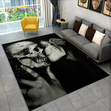 3D Gothic Horror Skull Dead Girl Area Rug - Mad Fly Essentials