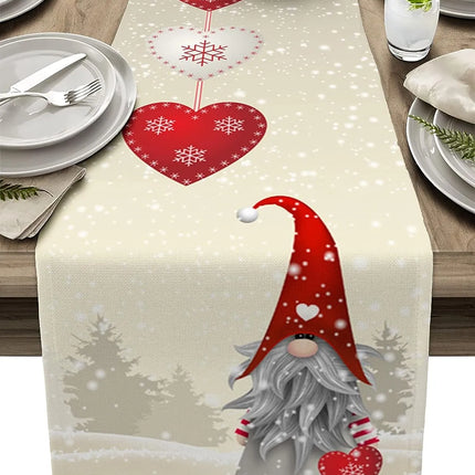 Christmas Snowflake Gnome Linen Table Runner - Home & Garden Mad Fly Essentials