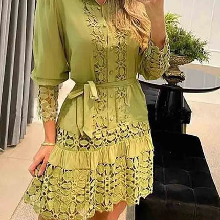 Party Dress Women Long Solid Lace Mini Dress - Party Dress - Owner Girl - Mad Fly Essentials