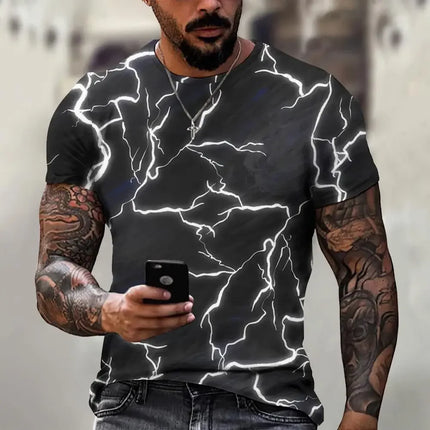 Shirt Men 3D Summer Fashion Lightning Tees - Shirt - Basic Gold Yao - Mad Fly Essentials