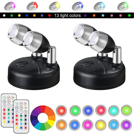Wireless LED-RGB 2pk Rotatable Spotlights