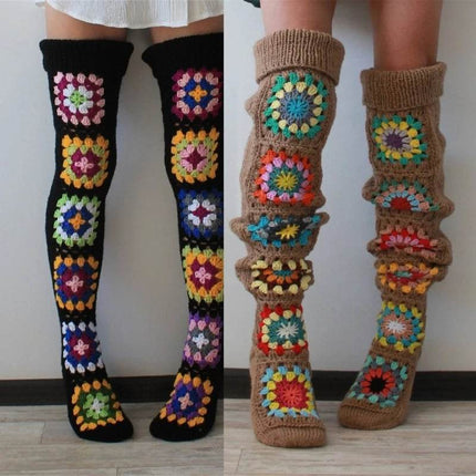 Women Vintage Crochet Thigh High Knee Socks - Mad Fly Essentials