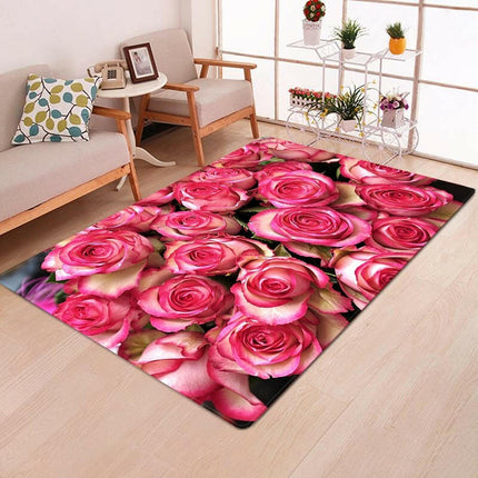 Rose Floral Rug Multicolor Pink Red Wedding Carpet