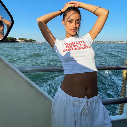 Chaunuer Women Fashion Worlds Best Ex Girlfriend Crop Top - Mad Fly Essentials