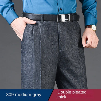 Men Double Pleated High-Waist Formal Pants