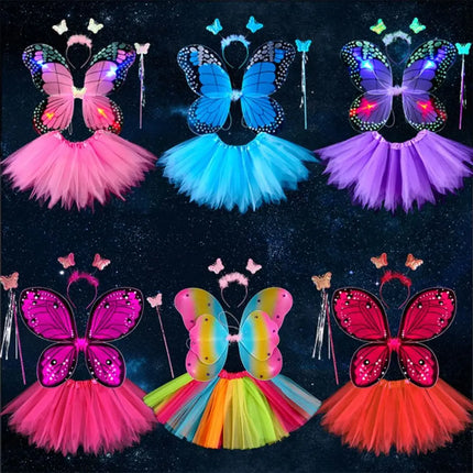 Costume Set 4pc LED Fairy Butterfly Girl Costumes - Costume Set - Bear Leader - Mad Fly Essentials