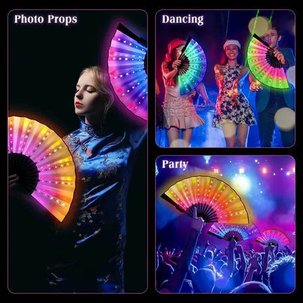 Rechargeable Glow Folding 366 RGB LED Dancing Light Fans - Mad Fly Essentials