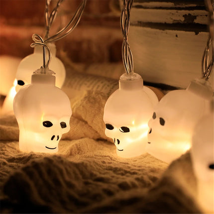 Battery-Operated LED String Halloween Skull Lights