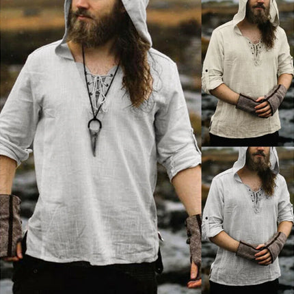 Men Vikings Medieval Pirate Nordic Costume Shirts