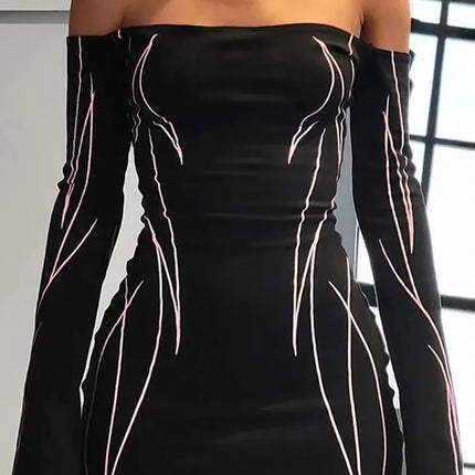 Women Gothic Black Off-Shoulder Mini Dress