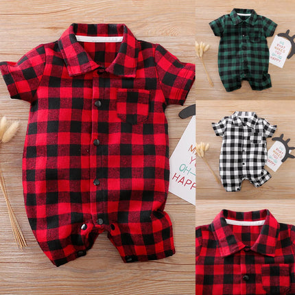 Baby Romper Boy Short Plaid Toddler Jumpsuit - Baby Romper - Prowow - Mad Fly Essentials