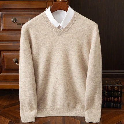 Sweater Men Cashmere V-Neck Woolen Pullover Sweater - Sweater - Wuiliy - Mad Fly Essentials