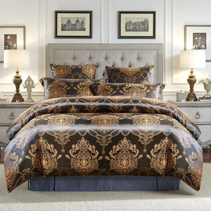 Duvet Set European Jacquard Satin Bedding Set - duvet set - home deluxe - Mad Fly Essentials