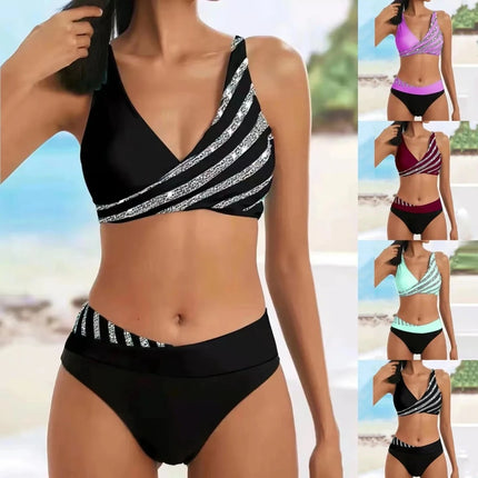 Women Halter High-Waist Gradient Swimwear Bikini Set