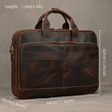 Crossbody Bag Retro Leather Casual 15.6' Business Briefcase - Crossbody Bag - Leathfocus - Mad Fly Essentials