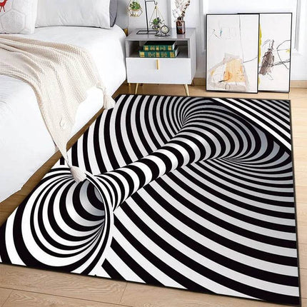 3D Vortex Illusion Black White Rug - Mad Fly Essentials