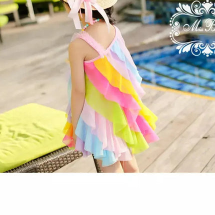 Baby Girls 3-11yo Striped Rainbow Dress