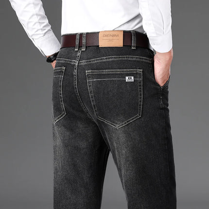 Jeans Men Blue-Grey Classic Denim Pants - Jeans - Brother Wang - Mad Fly Essentials
