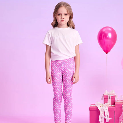 Fitness Leggings Baby Girl Mermaid Scale 2-12Y Leggings - Leggings - Hibiscusara - Mad Fly Essentials