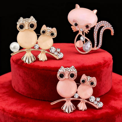 Women Shop Opal Owl Fox Cat Animal Brooches Women Accessories - Women Shop - Sinleery - Mad Fly Essentials