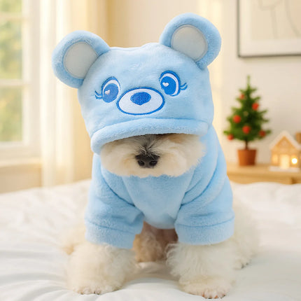 Pet Hoodies Cat Blue Polka-Dot Seasonal Plush Dog Sweater Clothes - Pet Hoodies - Muralon - Mad Fly Essentials