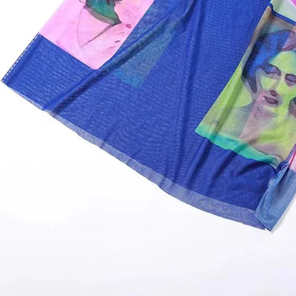 Women Irregular Shape Abstract Print Skirts