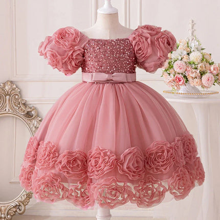 Party Dress Baby Girl Flower Baptism Tutu Birthday Dress - Party Dress - Emmababy - Mad Fly Essentials