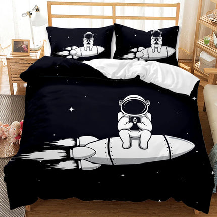 Kids Room Cartoon Astronaut Duvet Cover Bedding Set